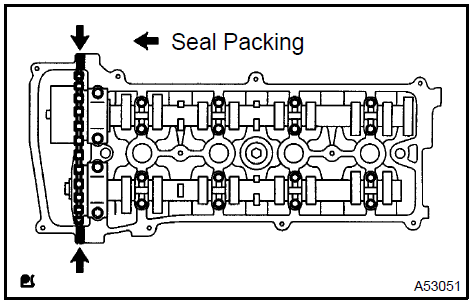 c. Install the cylinder head cover with the 8 bolts and 2 nuts.Torque: 11