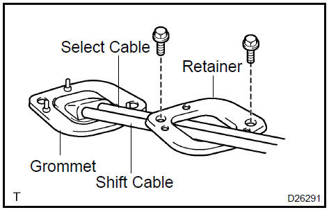 e. Connect the select cable to the shift lever retainer.