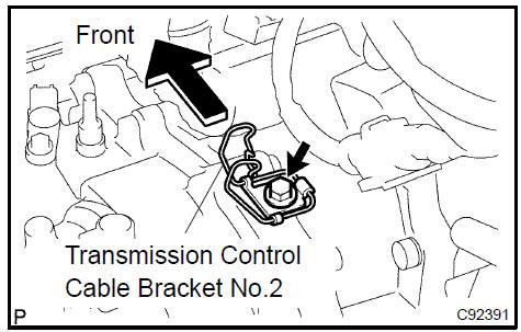 Remove transmission control cable bracket no.2