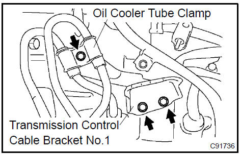 Remove transmission control cable bracket No.1