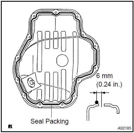 c. Install the oil pan with the 12 bolts and 2 nuts.Torque: 9.0 Nm (92 kgfcm, 80 in.lbf)