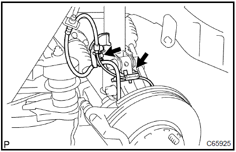 d. Remove the 2 nuts and 2 bolts on the lower side of front