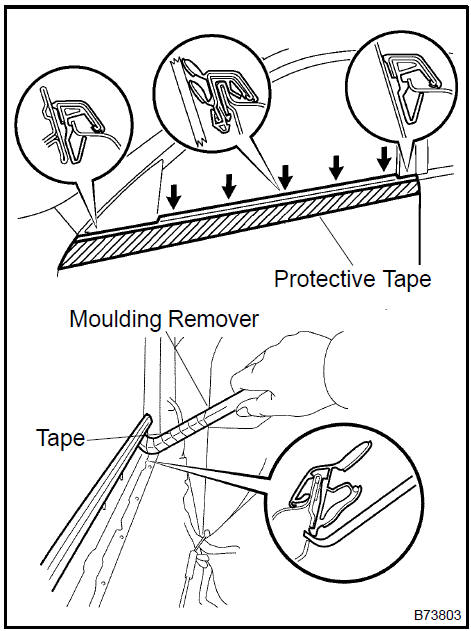 Remove front door belt moulding assy LH