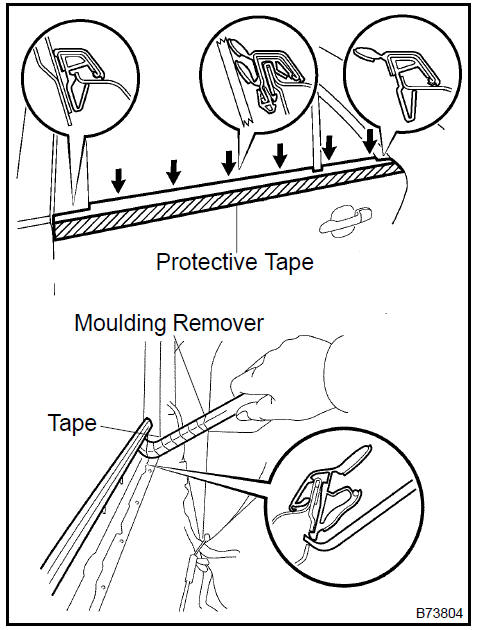 Remove rear door belt moulding assy LH