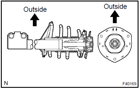 b. Install the 3 nuts to the upper side of front shock absorber