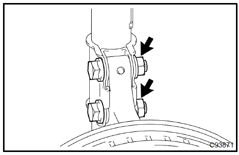 d. Fully tighten the lock nut.Torque: 49 Nm (500 kgfcm, 36 ftlbf)