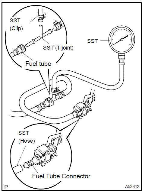 o. Check that the fuel pressure remains as specified for 5