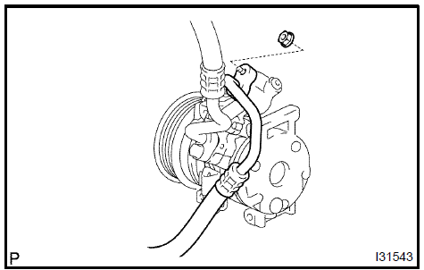 Disconnect cooler refrigerant discharge hose No.1