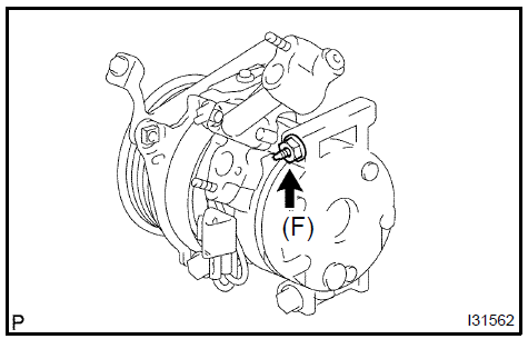 d) Install the cooler refrigerant suction hose No.1 to the compressor