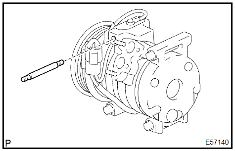 d. Remove the 3 bolts and compressor and magnetic clutch.