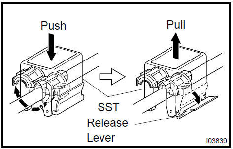 d. Disconnect the cooler refrigerant suction hose No. 1.