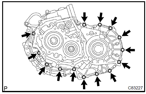 h. Remove the differential case assy from the manual transaxle
