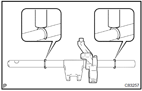 c. Apply gear oil to each sliding part of the gear shift fork