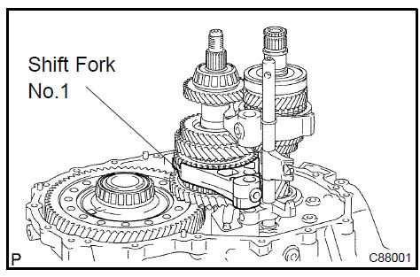 Install gear shift fork No.1