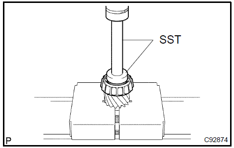 Install output shaft front bearing