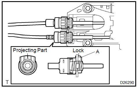 f. Connect the top of the select cable to the shift lever assy