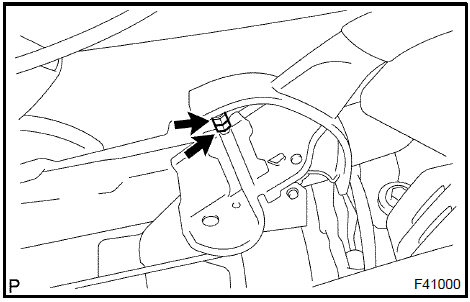 c. Remove the 2 bolts and separate the parking brake cable