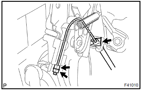 d. Tighten the turn buckle, connect the parking brake cable