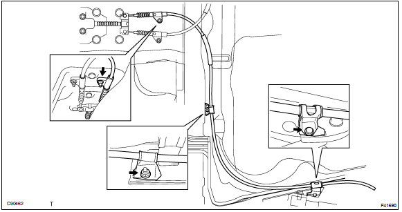 c. Disconnect the parking brake cable assy No.3 from the