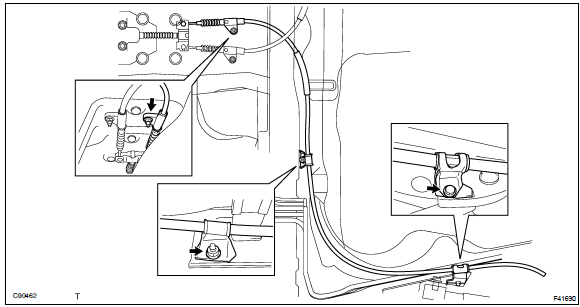 c. Install the parking brake cable assy No.3 with the 2 bolts