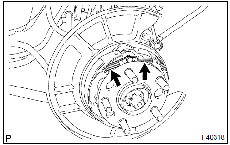 Install parking brake shoe return tension spring