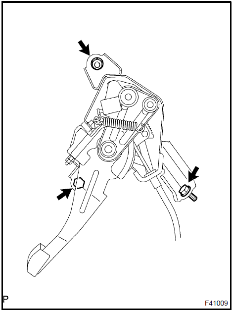 Remove parking brake control pedal assy