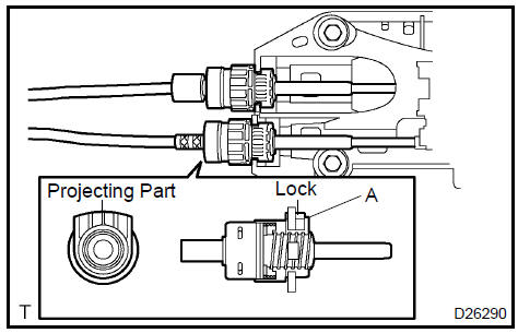 b. Connect the top of the select cable to the shift lever assy