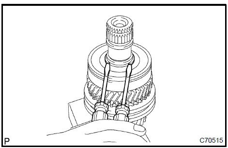 c. Using SST and a press, remove the input shaft rear bearing