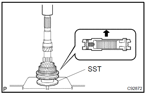 b. Select a snap ring so that clearance between the transmission