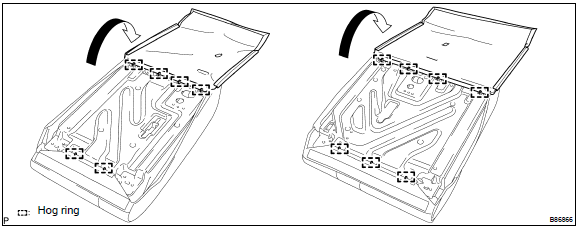 c. Disengage the 6 claws and remove the 3 rear seat headrest