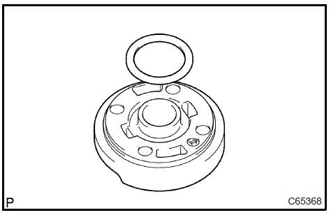 c. Align the dent of the vane pump side plate front with that