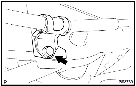 b. Remove the bolt, nut and disconnect the strut rod (front
