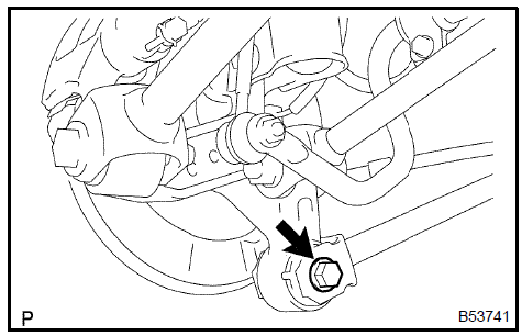 b. Install the parking brake cable with the bolt and nut.Torque: 5.4