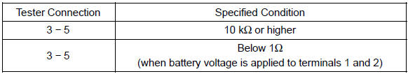 If the result is not as specified, replace the relay.