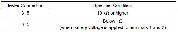 If the result is not as specified, replace the relay.