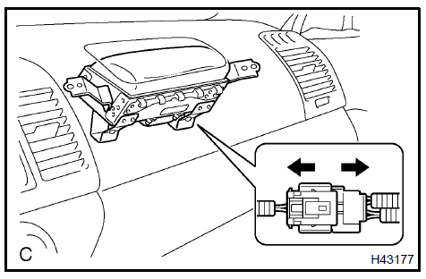 Disconnect front passenger airbag assy connector