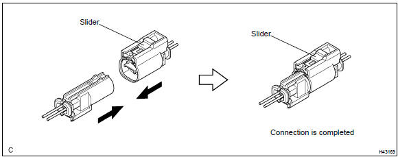 Connection of connector for front seat airbag assy