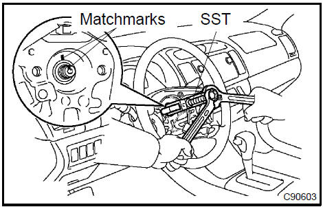 Remove steering wheel assy