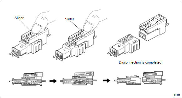 Disconnection of connector for curtain shield airbag assy (TMMK made)