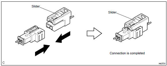 Connection of connector for curtain shield airbag assy (TMMK made)