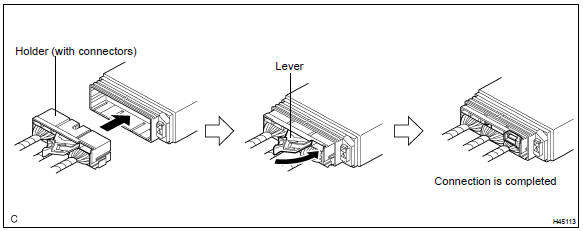 Connection of connector for airbag sensor assy center