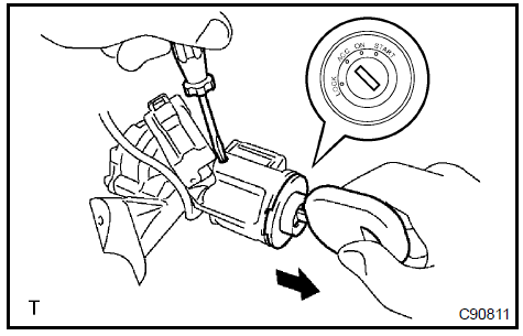 Remove ignition switch lock cylinder assy