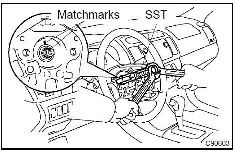 Remove steering wheel assy