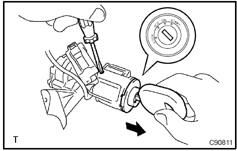 Remove ignition switch lock cylinder assy