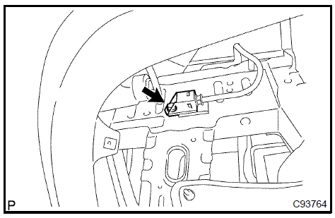 b. Disconnect the connector from the front airbag sensor