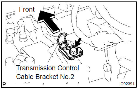 Install transmission control cable bracket no.2