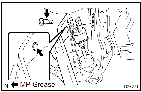 Install clutch master cylinder push rod clevis w/hole pin