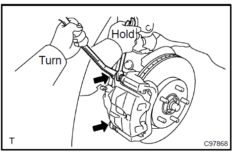 Remove front disc brake cylinder sub-assy