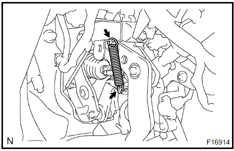 Remove brake pedal return spring