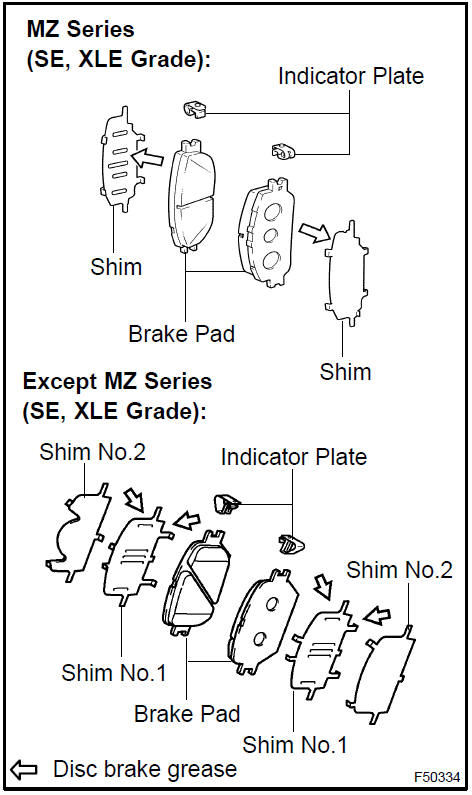 Install anti squeal shim kit front